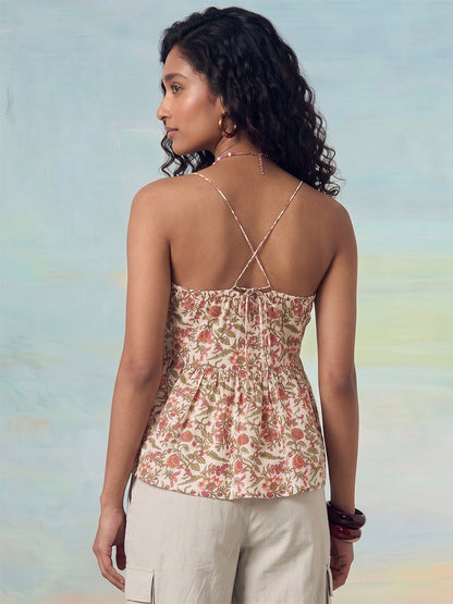 Janasya Off White Peplum Cotton Top - Dista