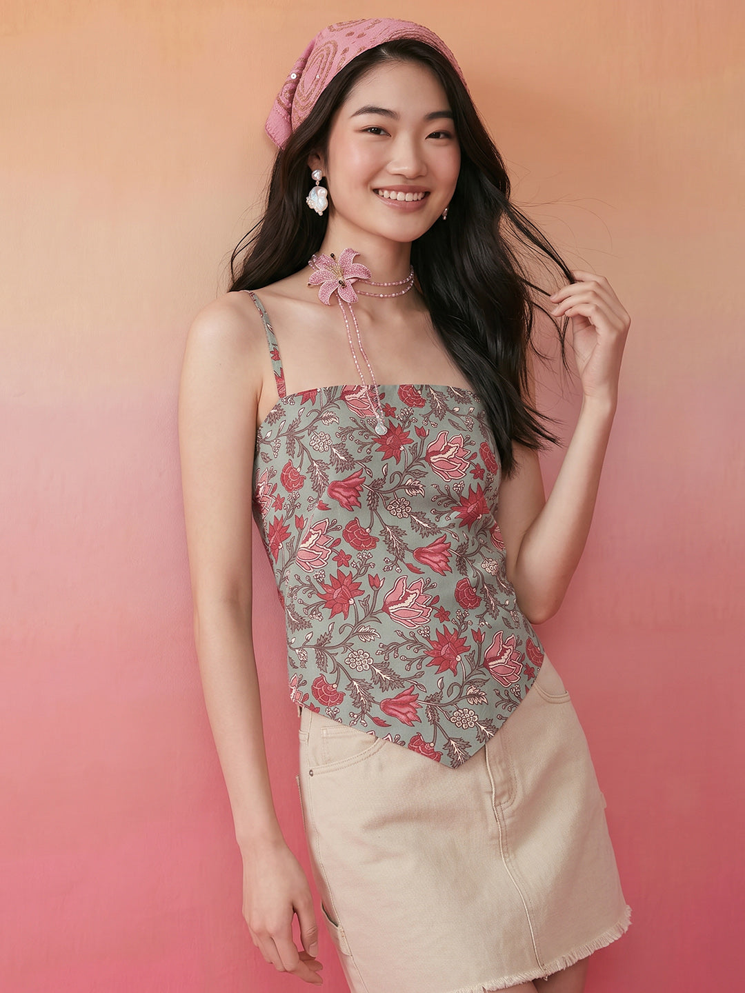 Janasya Sea Green Back Tie-Up Cotton Top - Dista