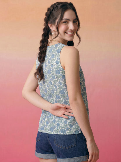 Janasya Multi A-Line Cotton Top - Dista