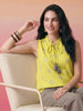 Janasya Lime Straight Cotton Top - Dista
