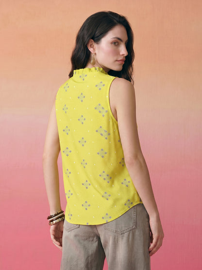 Janasya Lime Straight Cotton Top - Dista