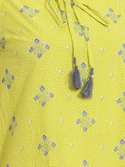 Janasya Lime Straight Cotton Top - Dista