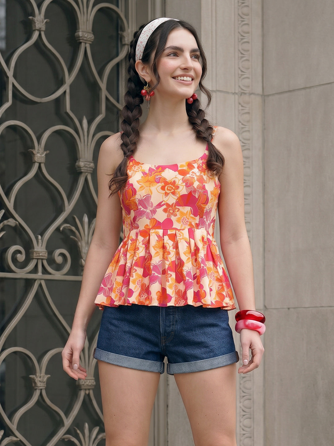 Janasya Multi Peplum Cotton Top - Dista