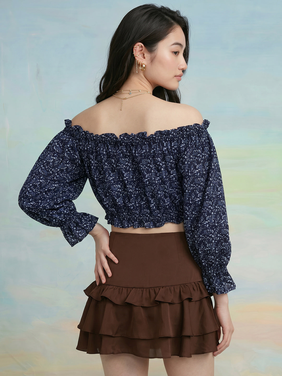 Janasya Black Crop Cotton Top - Dista