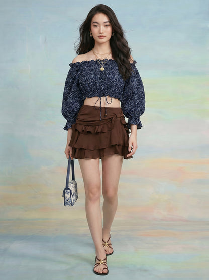 Janasya Black Crop Cotton Top - Dista