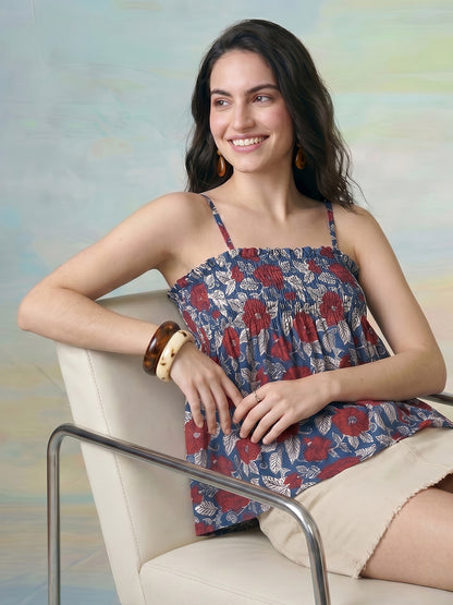 Janasya Multi Peplum Cotton Top - Dista