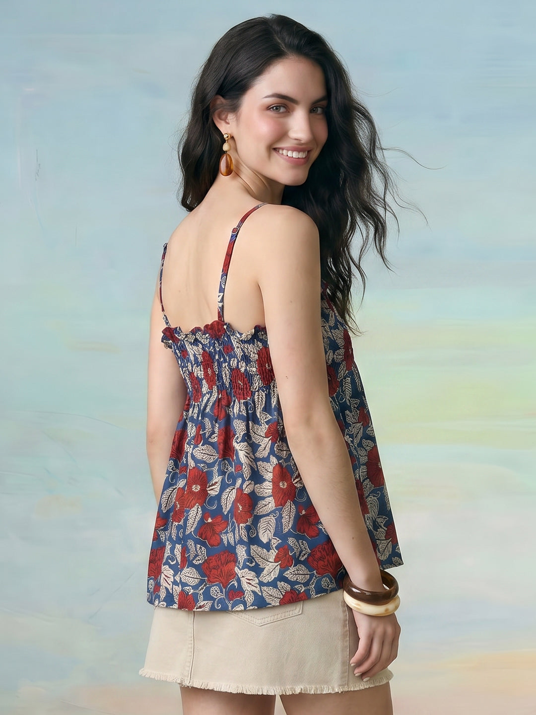 Janasya Multi Peplum Cotton Top - Dista