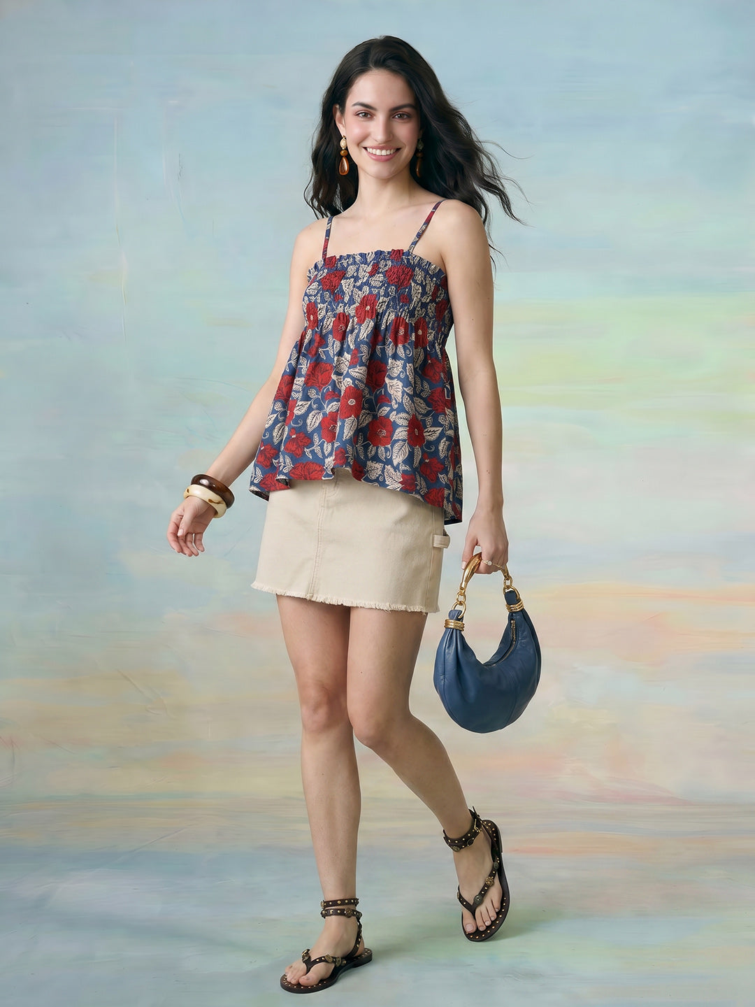 Janasya Multi Peplum Cotton Top - Dista