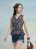 Janasya Navy Blue Peplum Cotton Top - Dista