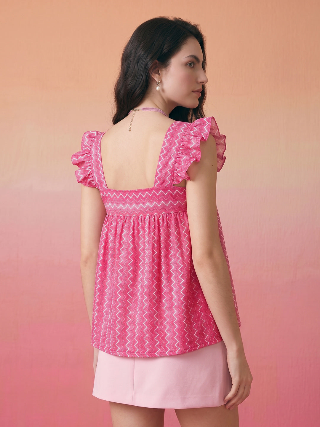 Janasya Pink A-Line Cotton Top - Dista