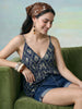 Janasya Navy Blue Peplum Cotton Top - Dista