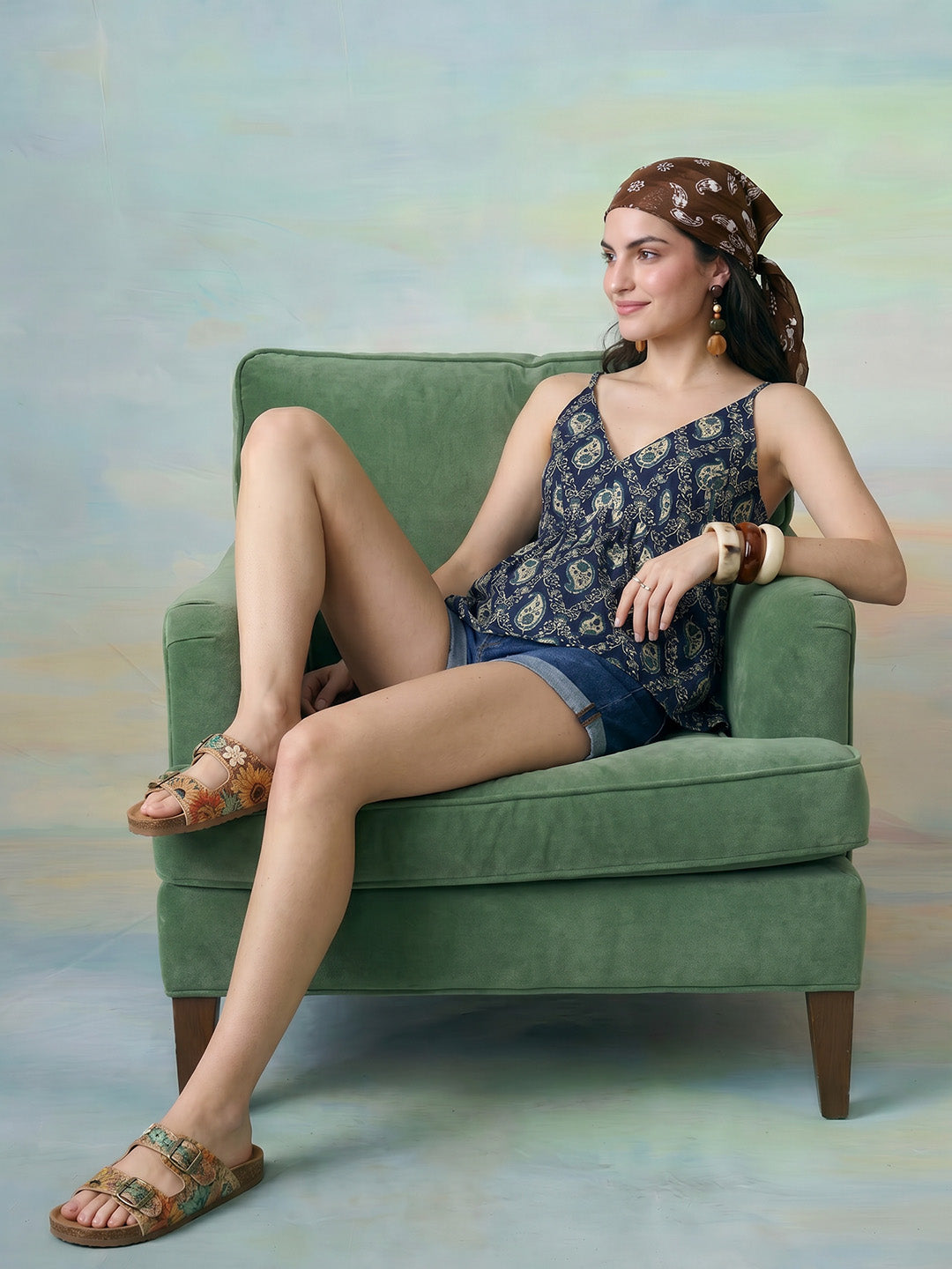 Janasya Navy Blue Peplum Cotton Top - Dista