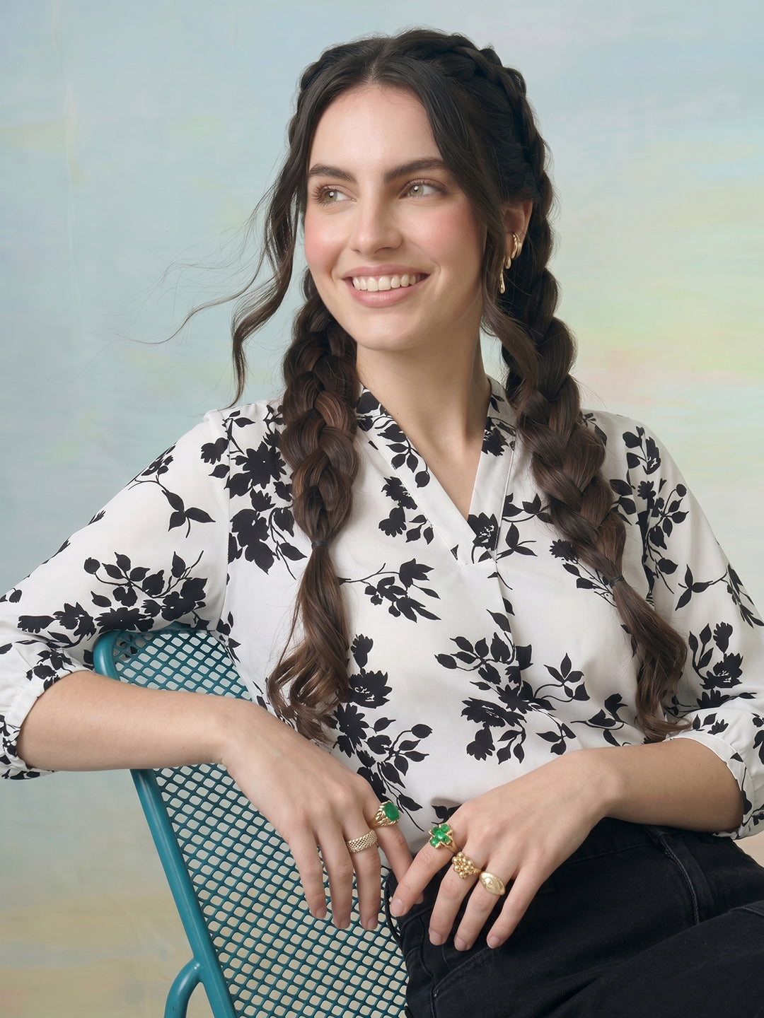 Janasya White Shirt Style Crepe Top - Dista