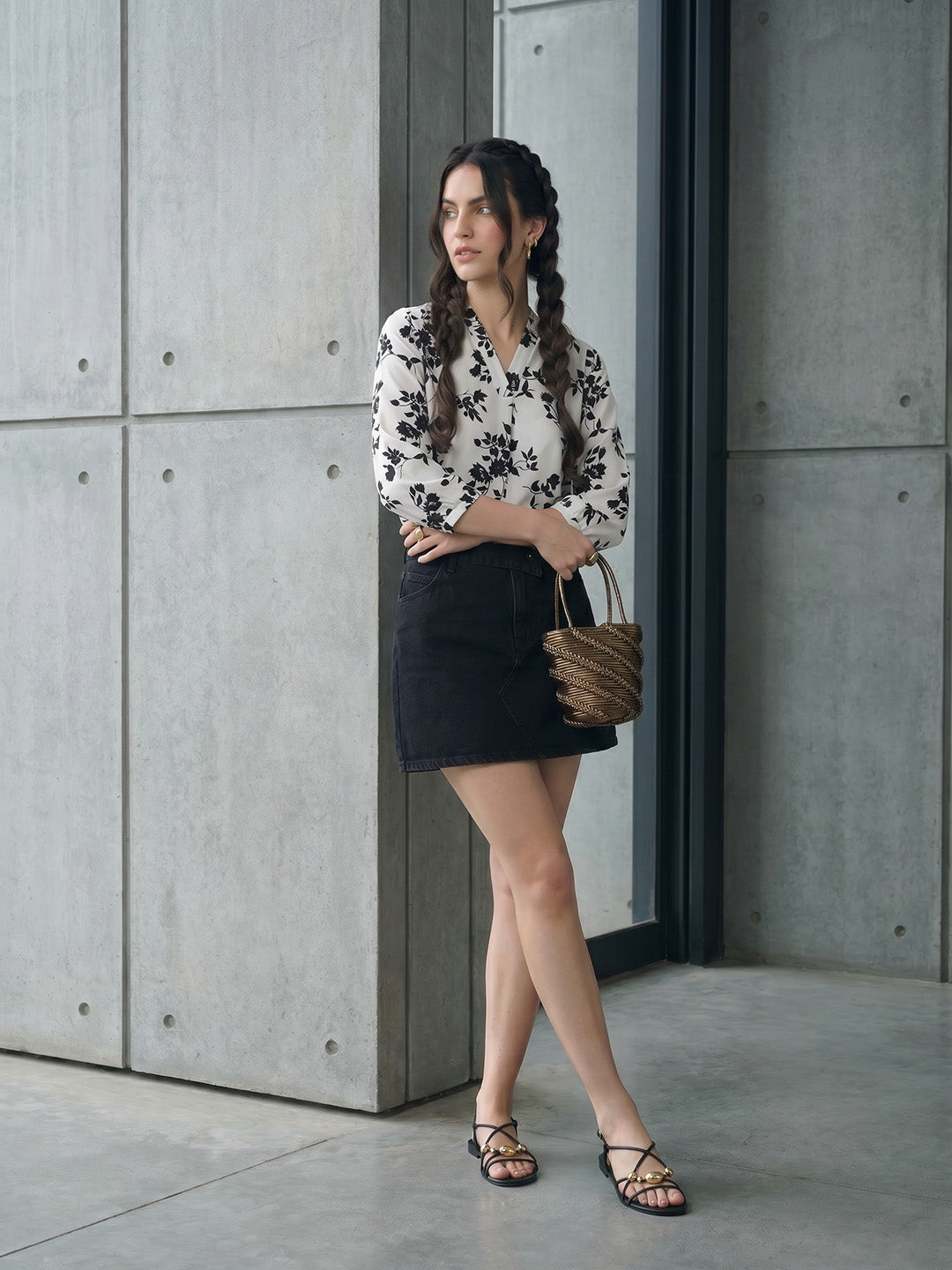 Janasya White Shirt Style Crepe Top - Dista