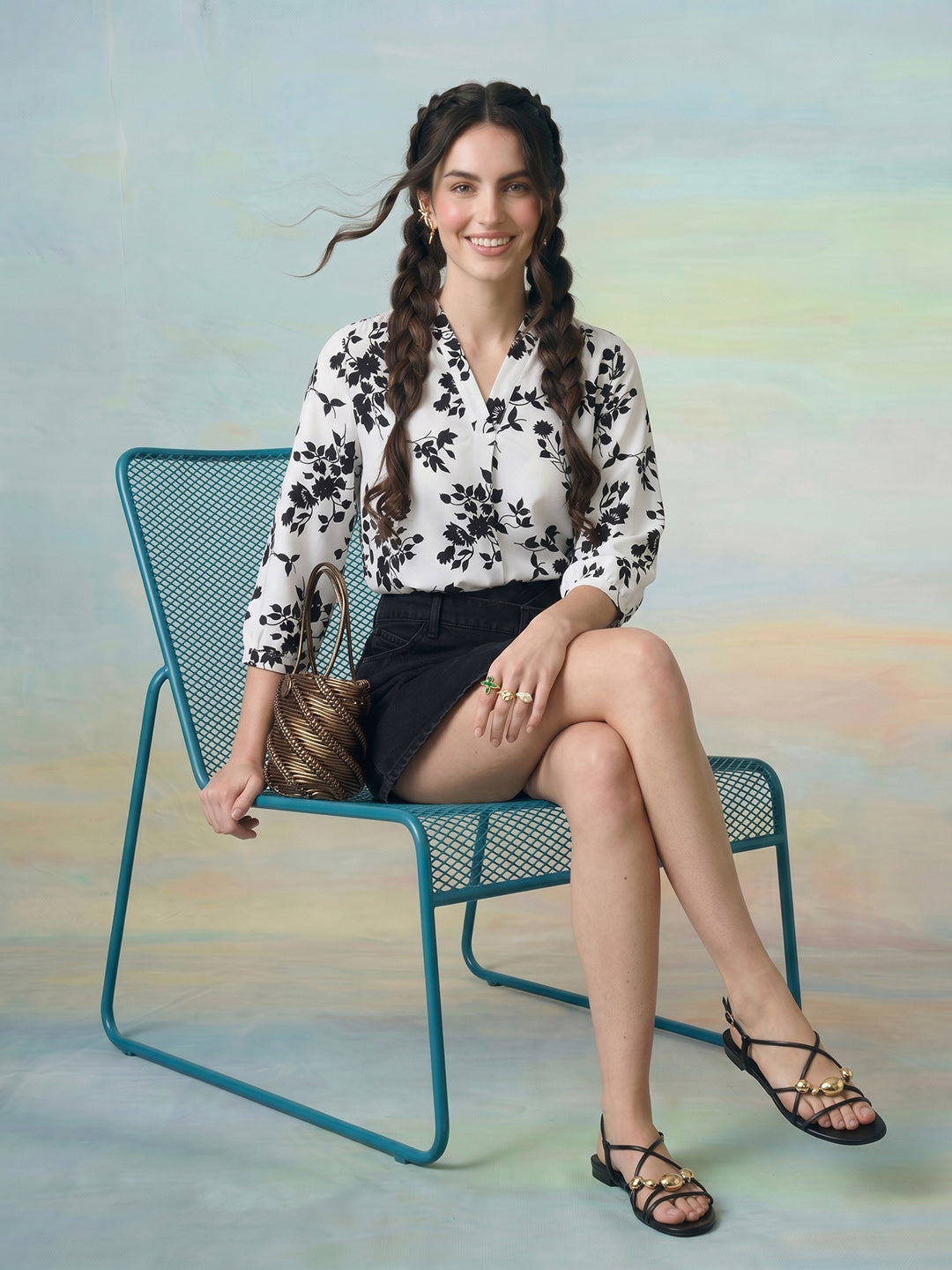 Janasya White Shirt Style Crepe Top - Dista