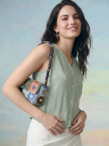 Janasya Mint Waistcoat Polyester Top - Dista