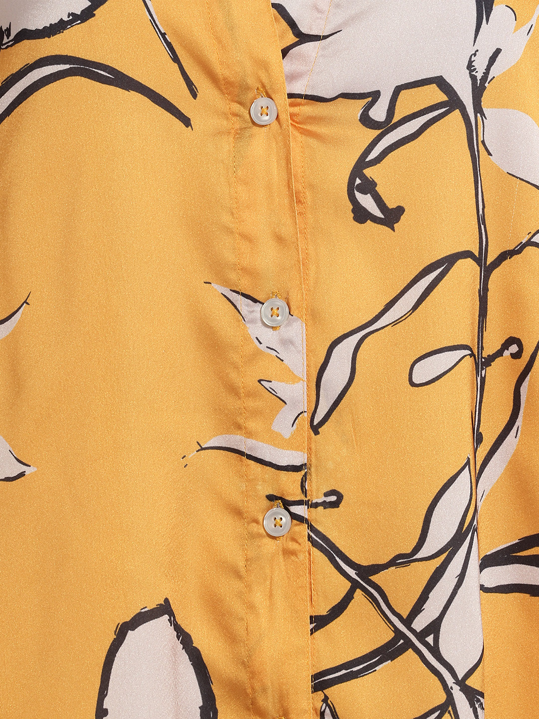 Janasya Mustard Shirt Satin Top - Dista