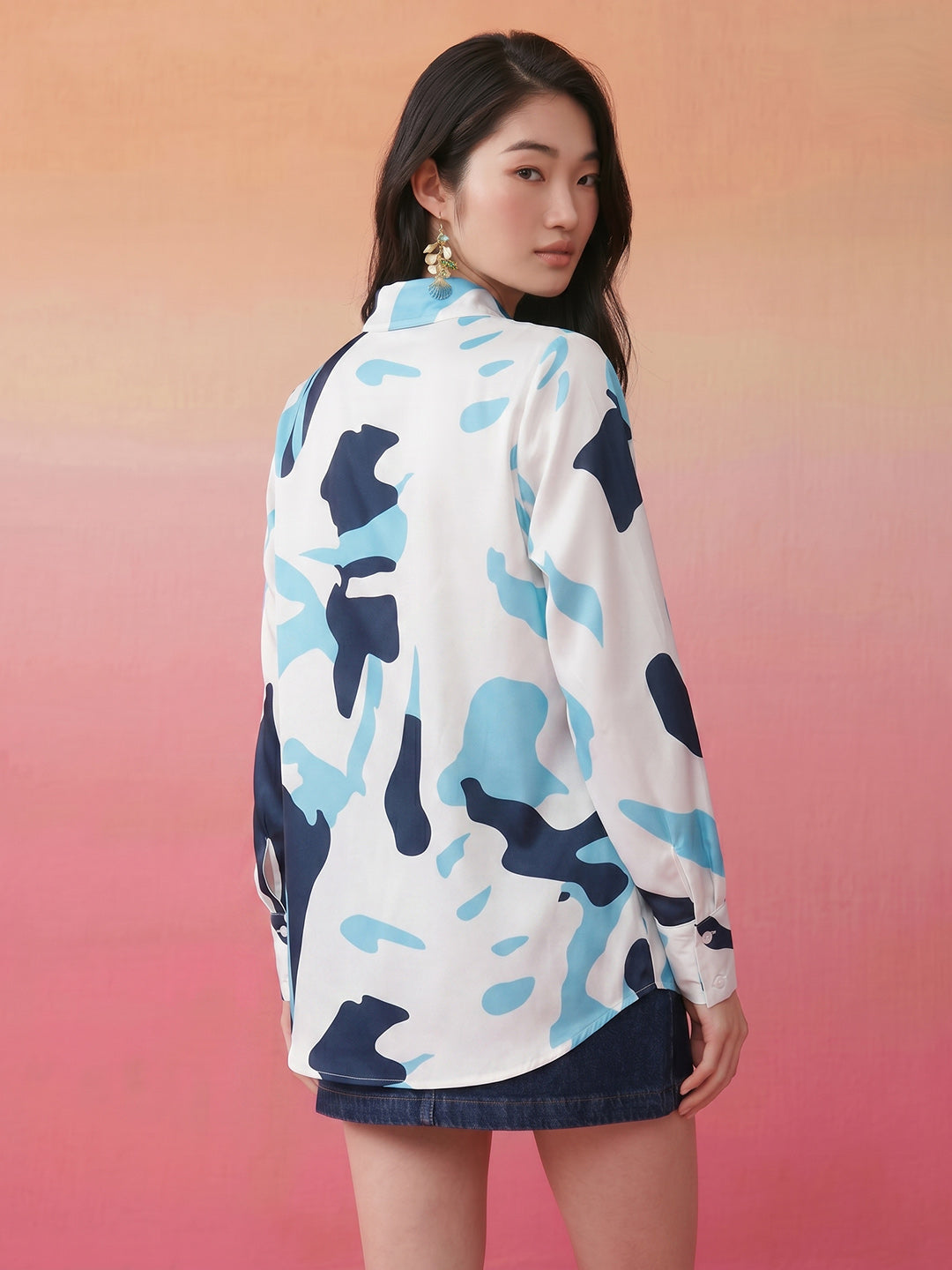 Janasya Off White Shirt Satin Top - Dista