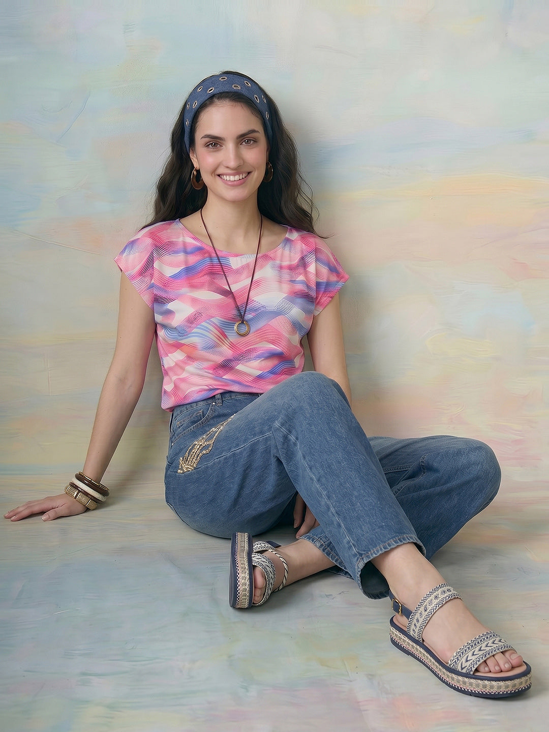 Janasya Multi Straight Crepe Top - Dista