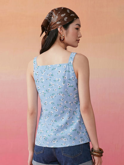 Janasya Sky Blue Straight Crepe Top - Dista