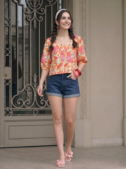 Janasya Multi Crop Rayon Blend Top - Dista