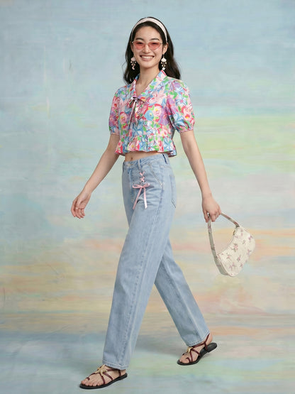 Janasya Multi Crop Crepe Top - Dista