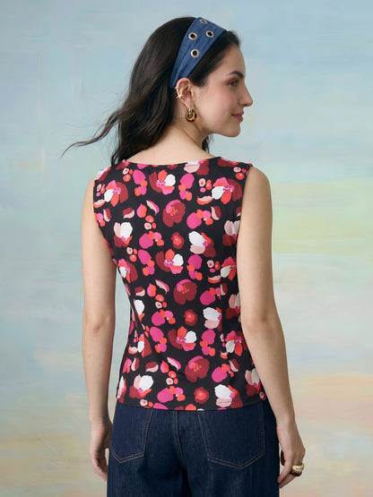 Janasya Black Waistcoat Rayon Blend Top - Dista