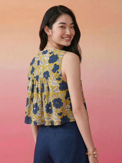 Janasya Lime Green Peplum Cotton Top - Dista