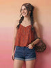 Janasya Rust A-Line Cotton Top - Dista