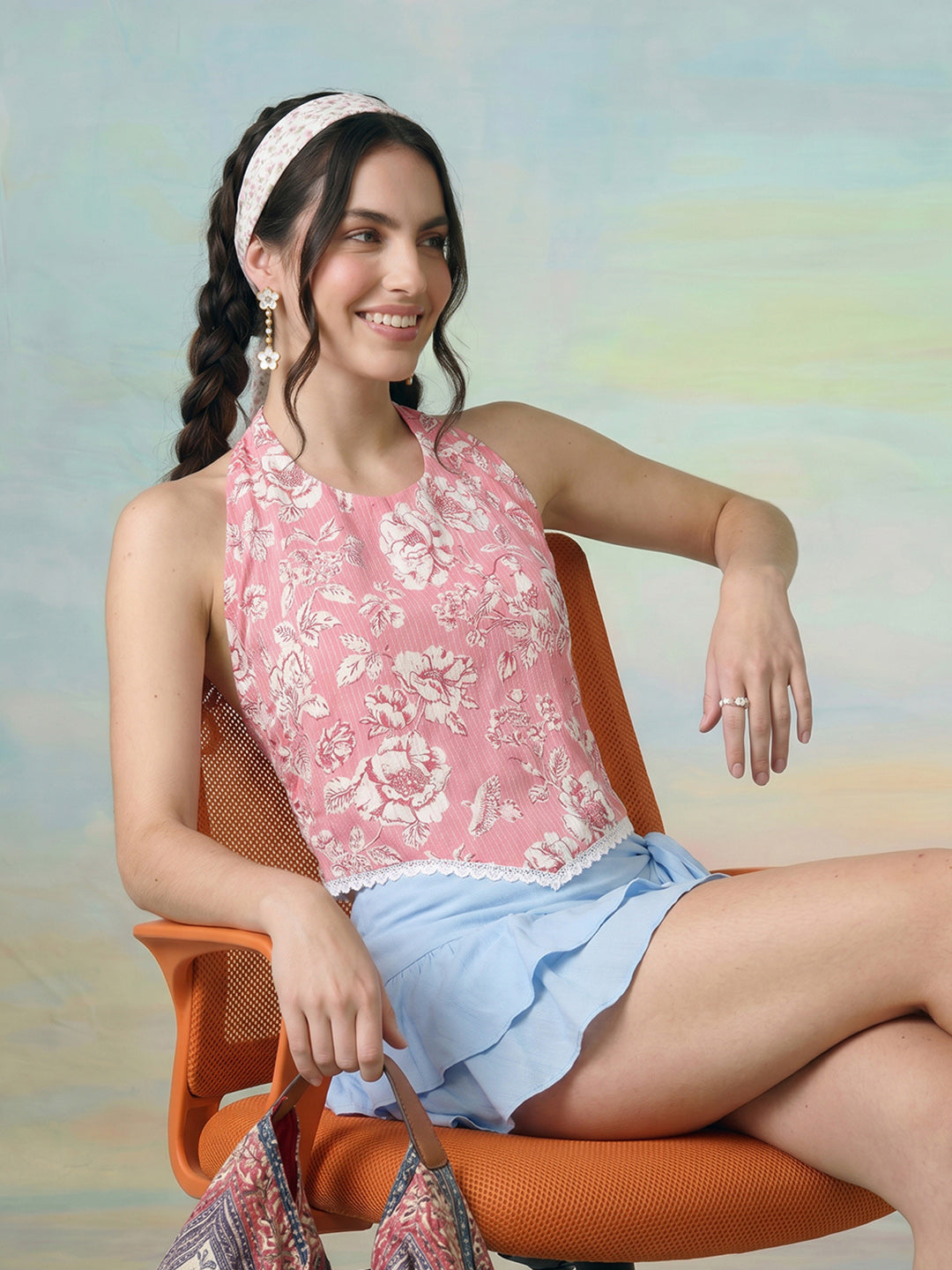 Janasya Pink Back Smocking Cotton Top - Dista