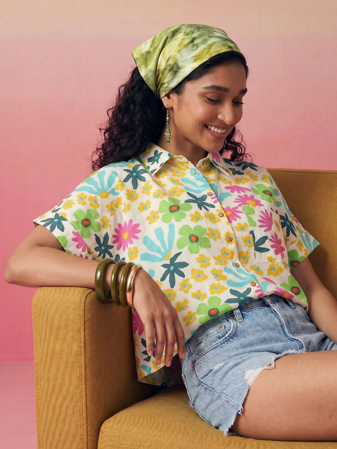 Janasya Multi Shirt Style Cotton Top - Dista