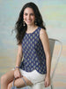 Janasya Navy Blue Straight Cotton Top - Dista