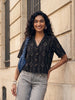 Janasya Black Shirt Cotton Top - Dista