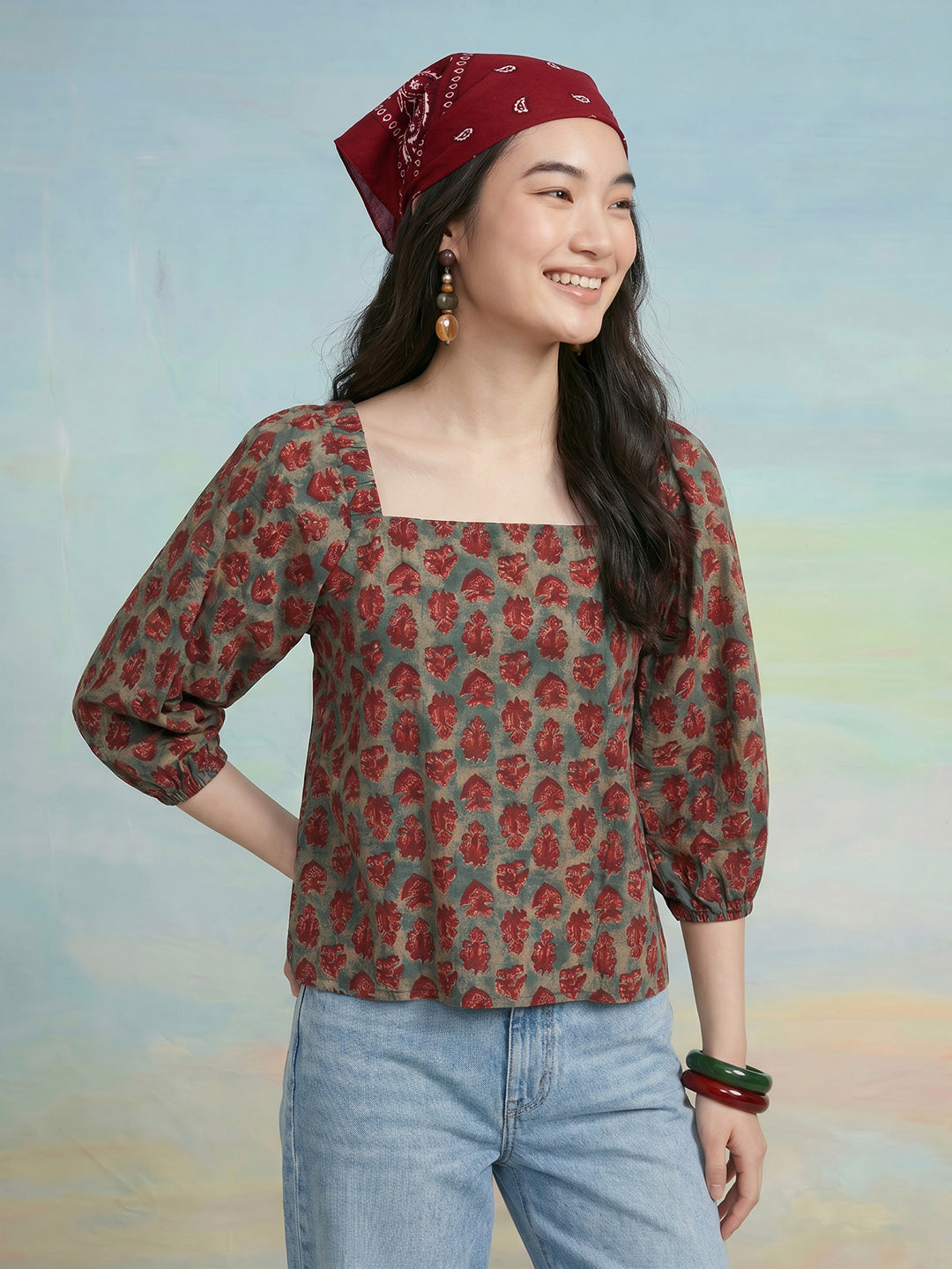 Janasya Sage Straight Cotton Top - Dista
