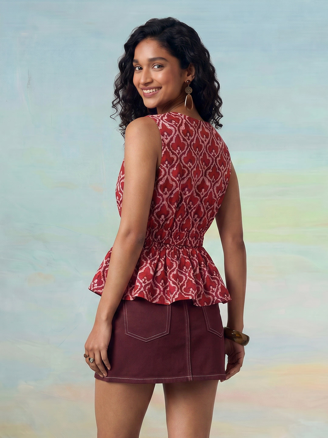 Janasya Multi Peplum Cotton Top - Dista