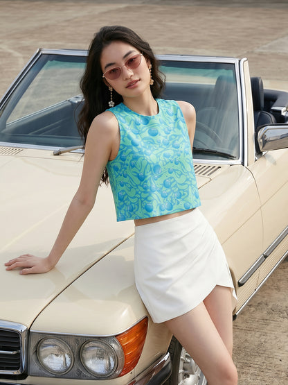 Janasya Green Crop Rayon Blend Top - Dista