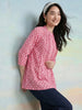 Janasya Pink A-Line Cotton Top - Dista