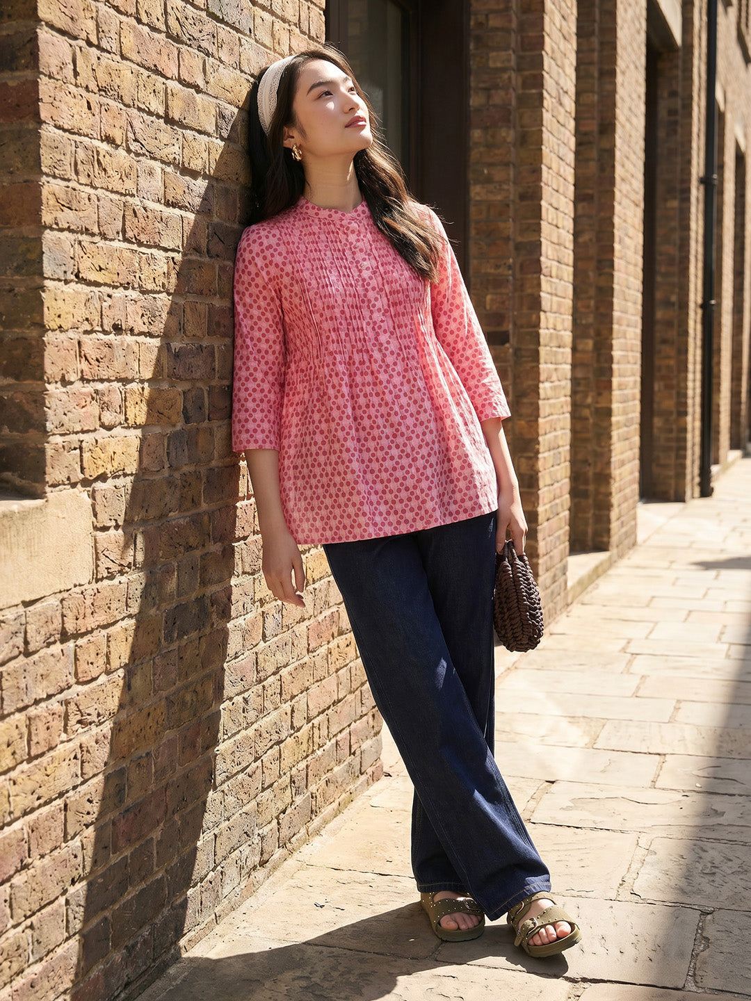Janasya Pink A-Line Cotton Top - Dista