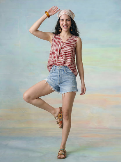 Janasya Off White A-Line Cotton Top - Dista