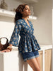 Janasya Teal Peplum Cotton Top - Dista