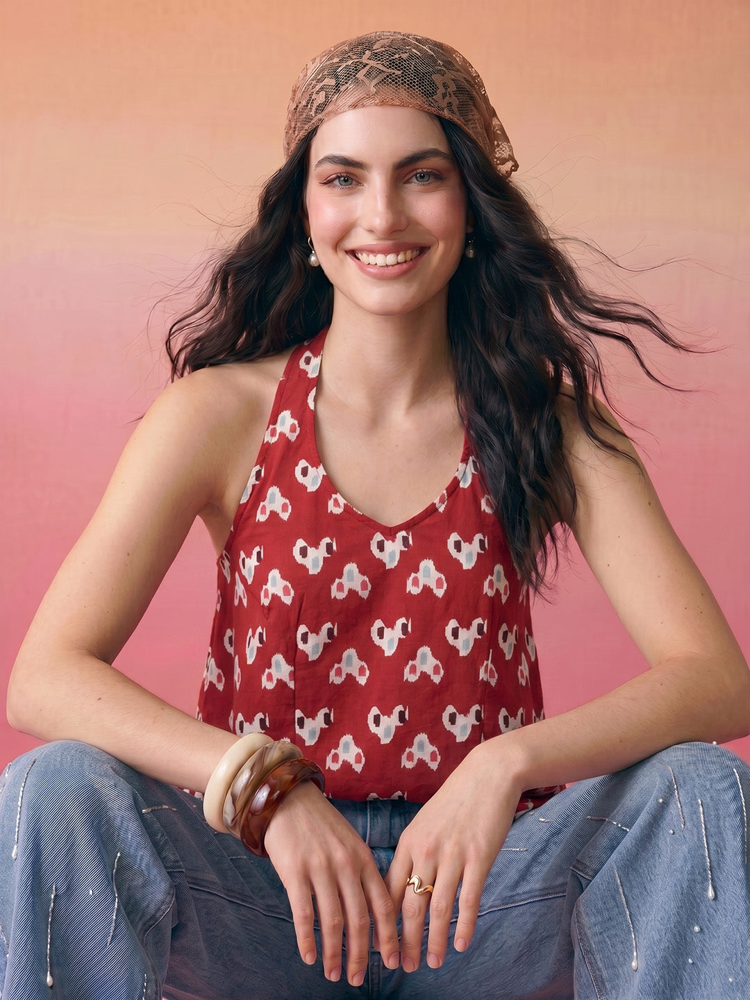 Janasya Maroon Peplum Cotton Top - Dista