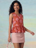 Janasya Rust Peplum Cotton Top - Dista
