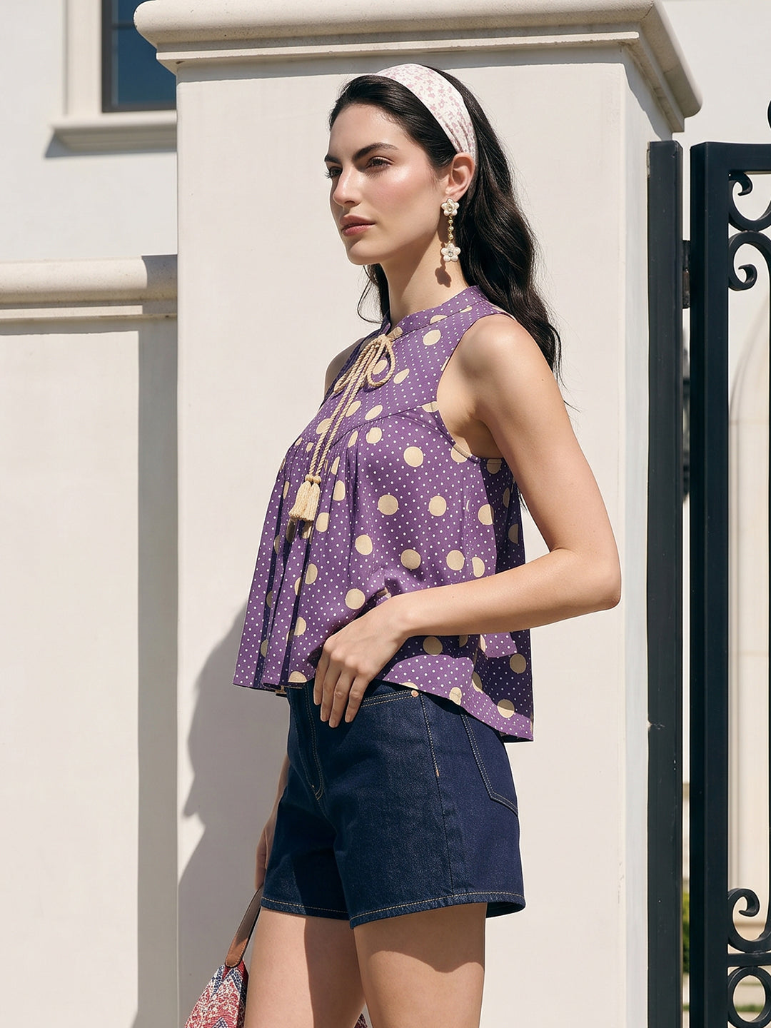 Janasya Lavender Peplum Cotton Top - Dista