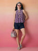 Janasya Lavender Peplum Cotton Top - Dista