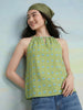 Janasya Green A-Line Cotton Top - Dista