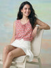 Janasya Pink Crop Cotton Top - Dista
