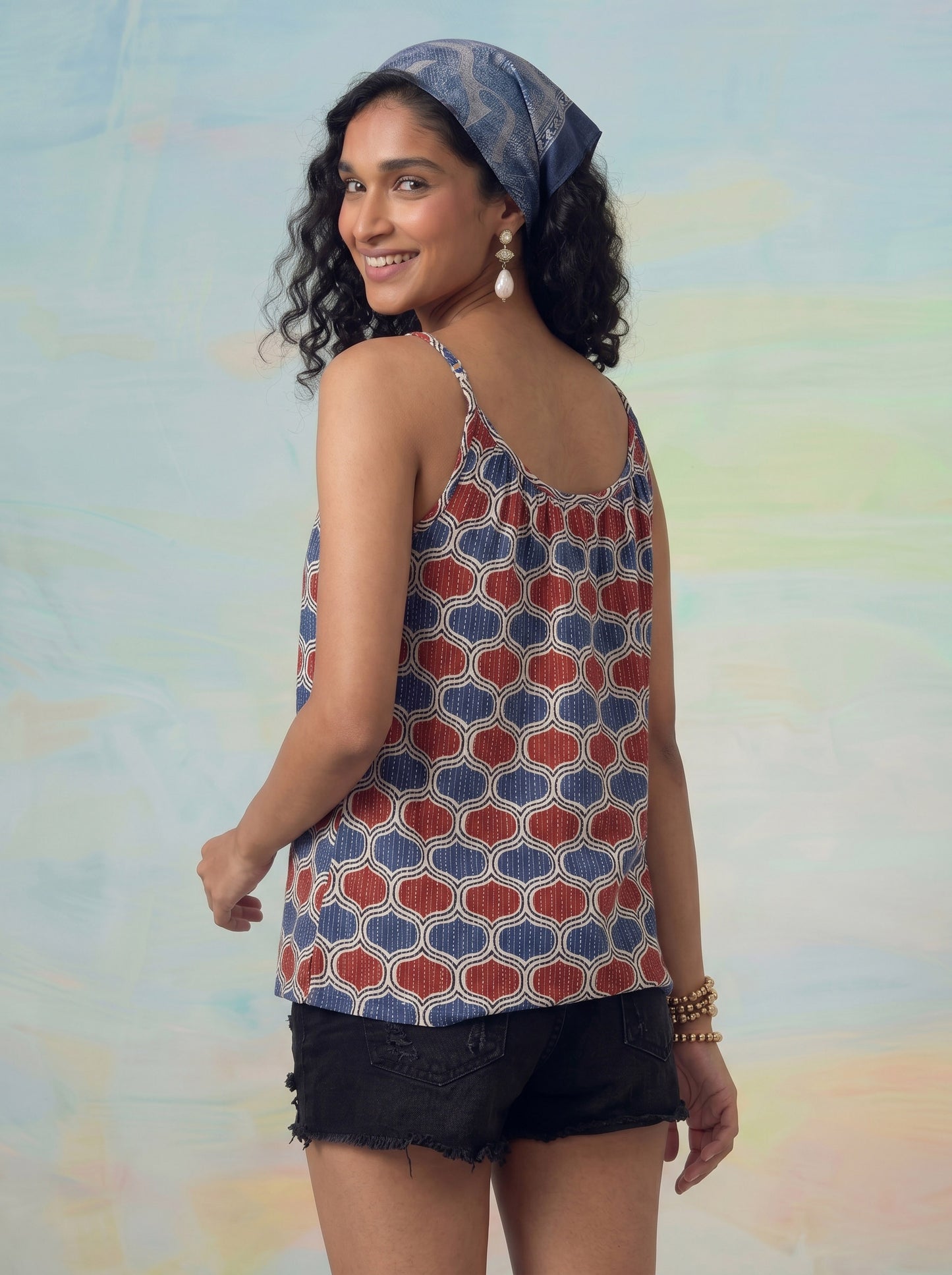 Janasya Multi Straight Cotton Top - Dista