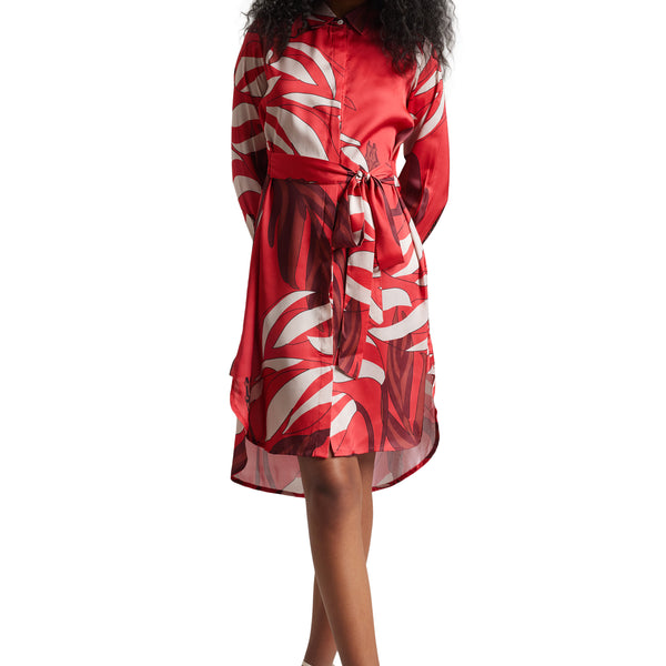 Zaccai Women's Red Satin Abstract Dress - Distacart