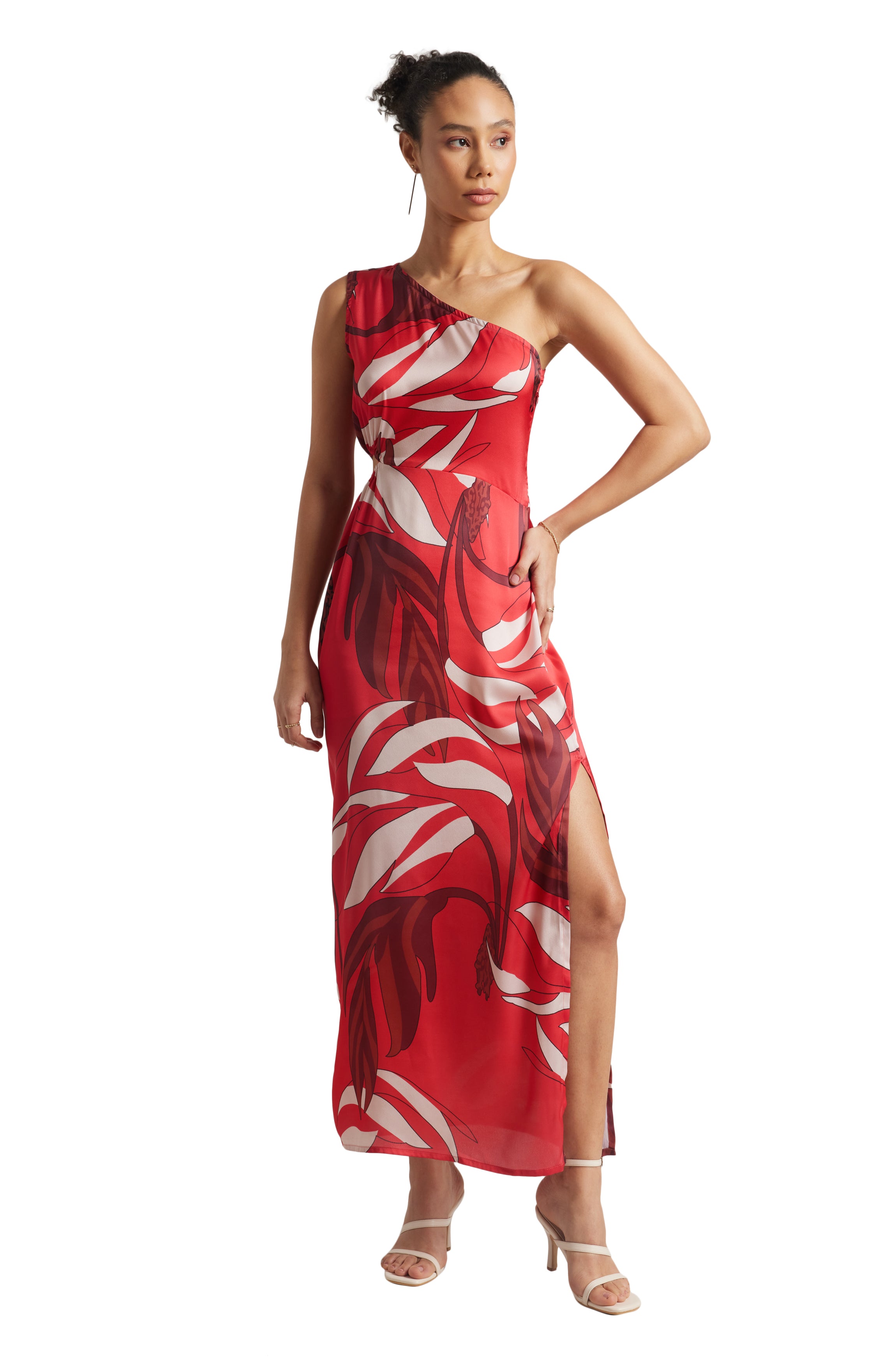 Zaccai Women's Red Satin Abstract Dress - Distacart