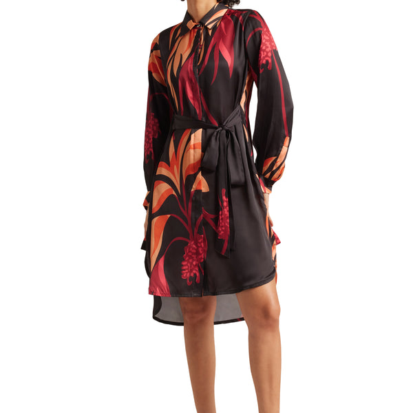 Zaccai Women's Black Satin Abstract Dress - Distacart